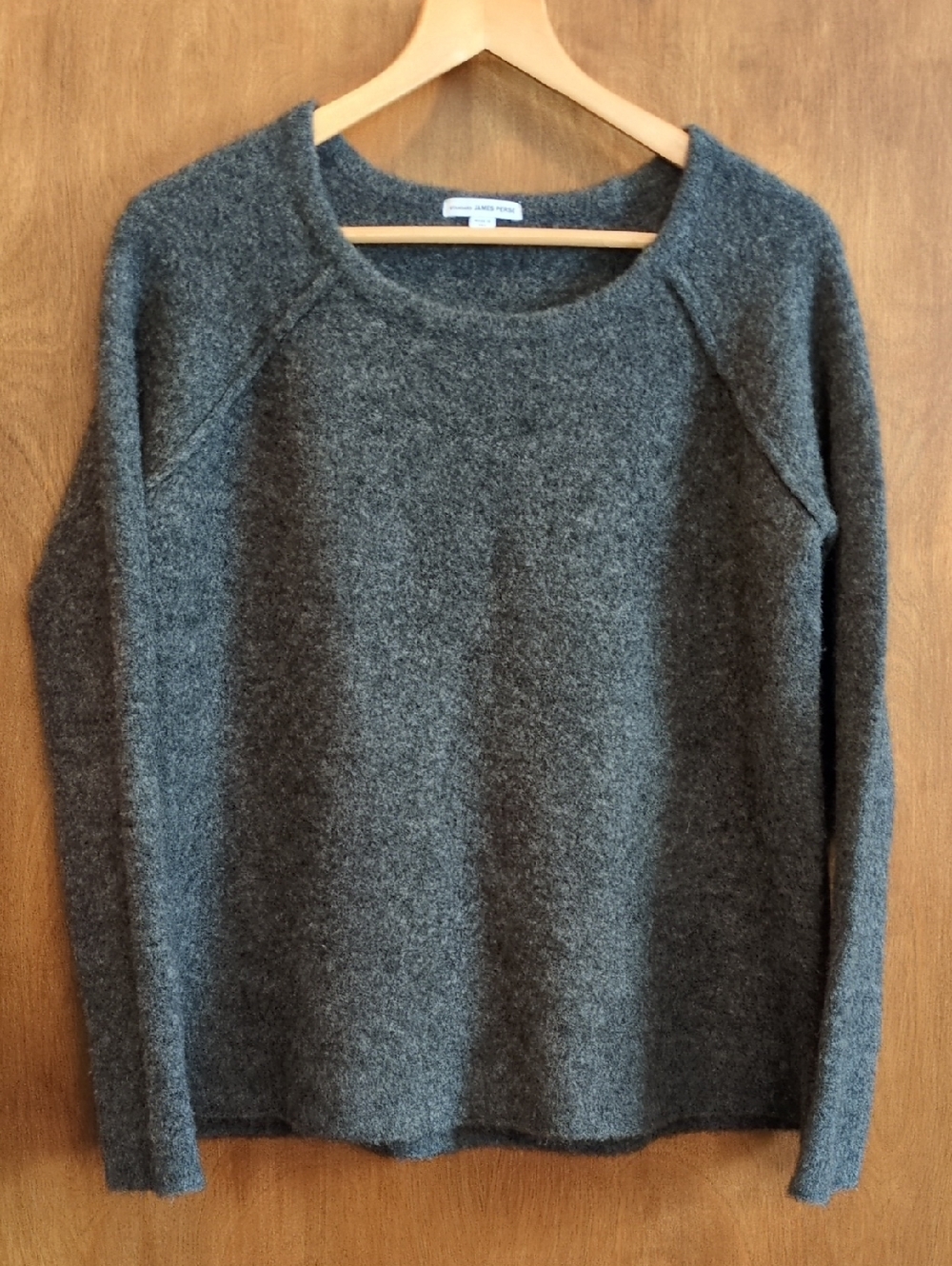 Standard James Perse Grey Fuzzy Knit Crewneck Sweater Size 2